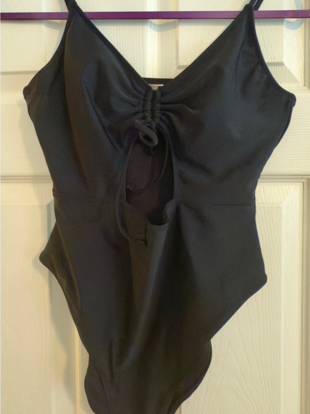 Forever 21 Black Swim One-Piece with Front Tie Accent